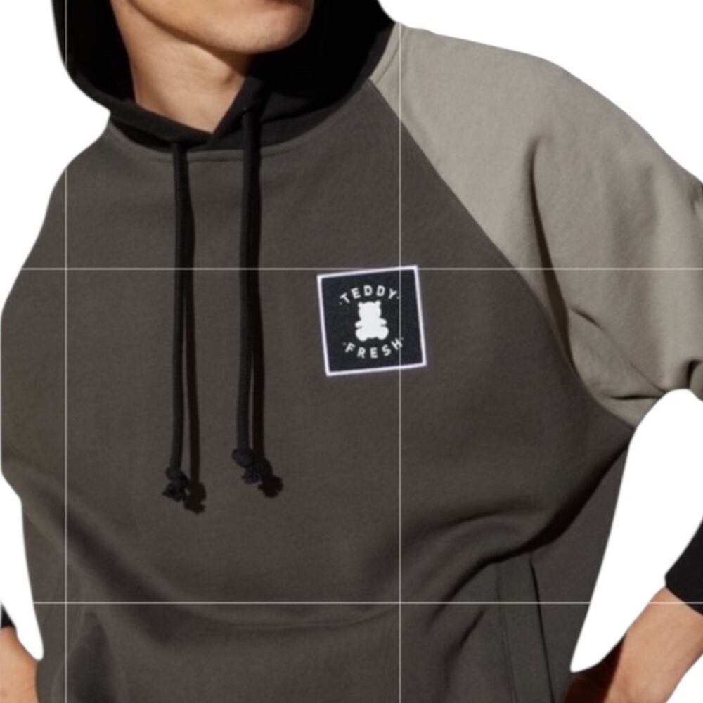 TEDDY FRESH Hoodie Sweatshirt Color Block Gray Size Medium FAST SHIP 2020-7